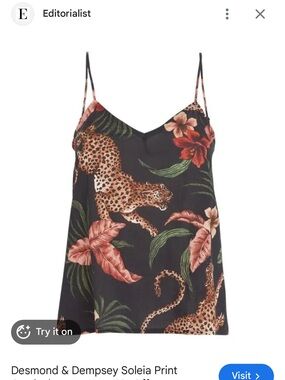 Desmond & Dempsey Black Leopard & Floral Silk Camisole Soleia Print